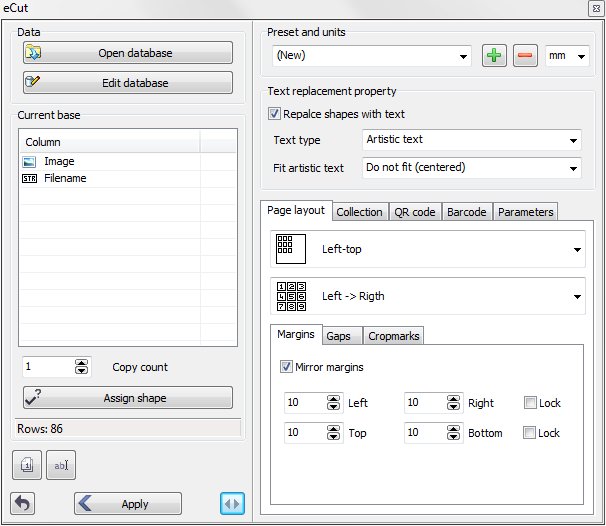 eCut Designer Toolkit for CorelDRAW Variables tool